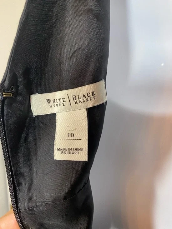 White House Black Market Black Sleeveless V-Neck Midi Dress - Picture 4 of 5